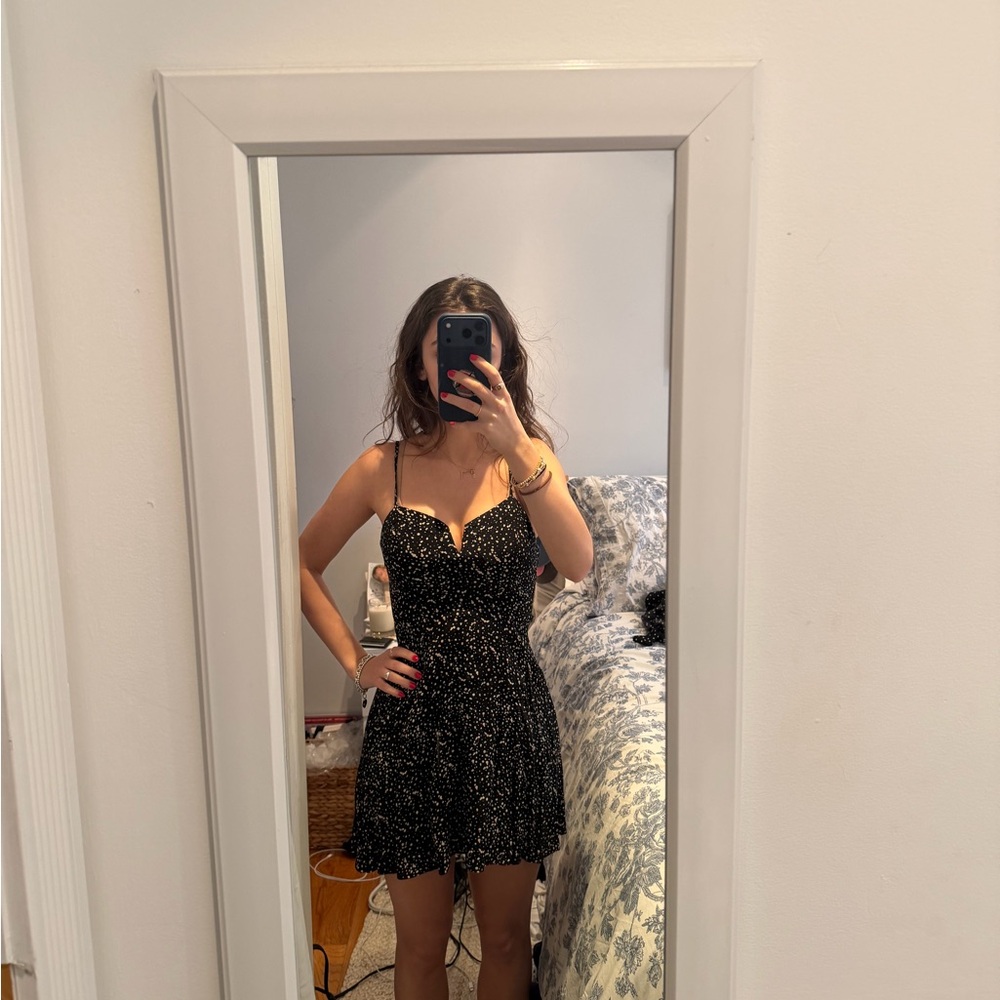 Forever 21 Black and Tan Spaghetti Strap Mini Dress